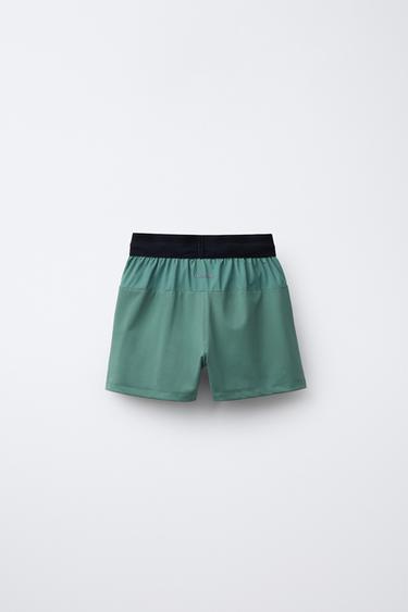 TECHNICAL CONTRAST LOGO BERMUDA SHORTS - Green by Zara - Image 1