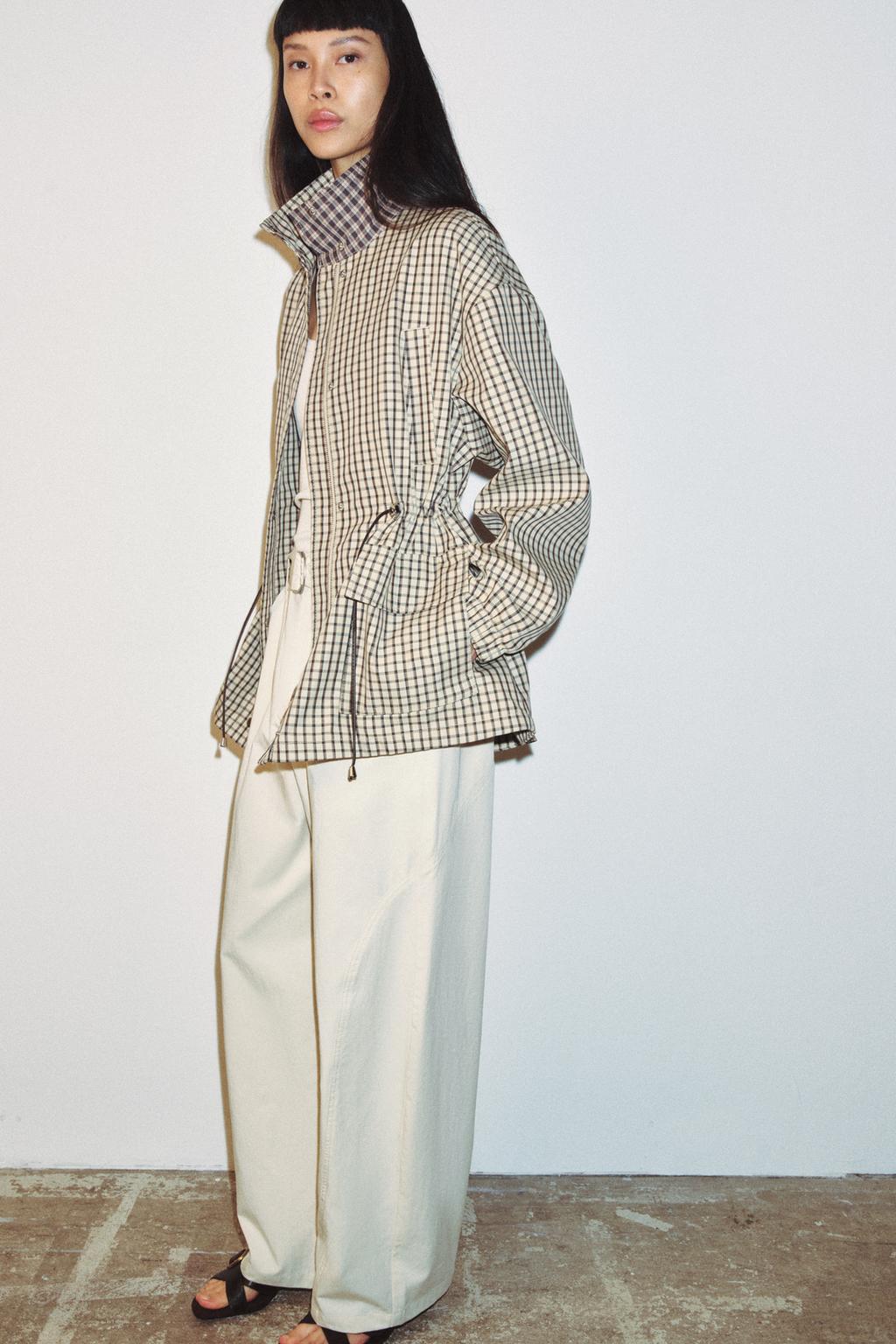PLAID HIGH-NECK JACKET