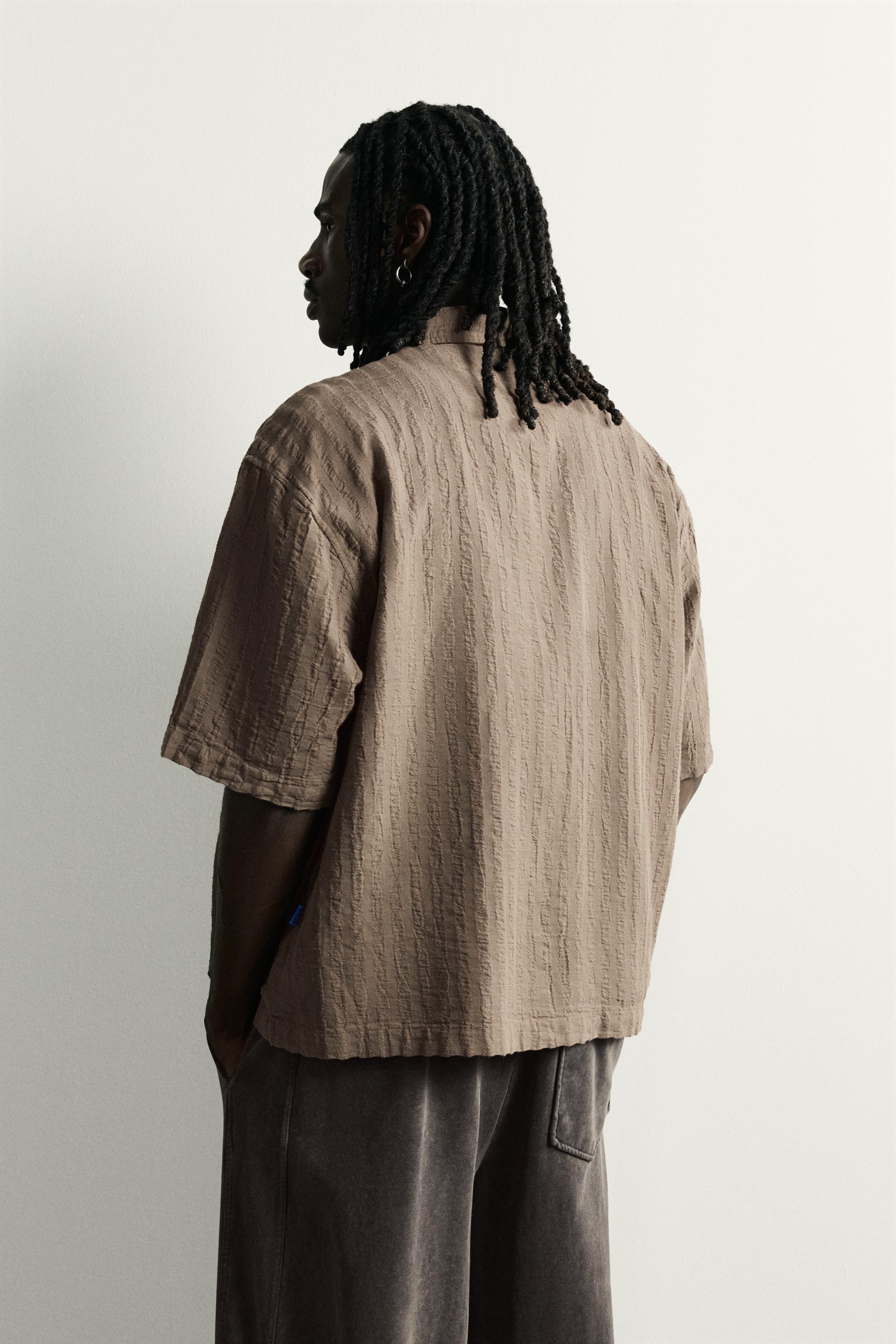 BOXY FIT JACQUARD STRIPED SHIRT