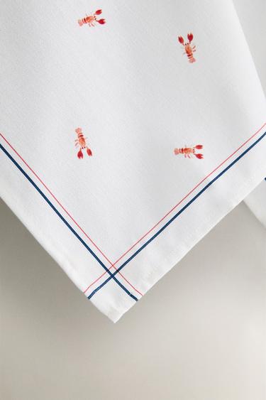 PACK OF COTTON LOBSTER TEA TOWELS (PACK OF 2) - Blue by Zara - Image 2