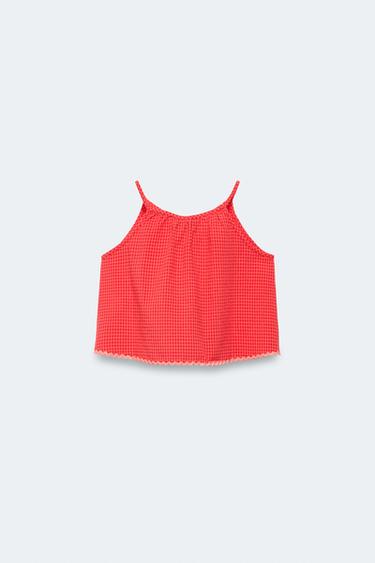 2-14 YEARS / GINGHAM SCALLOP TOP LIMITED EDITION - Red / Orange by Zara - Image 1