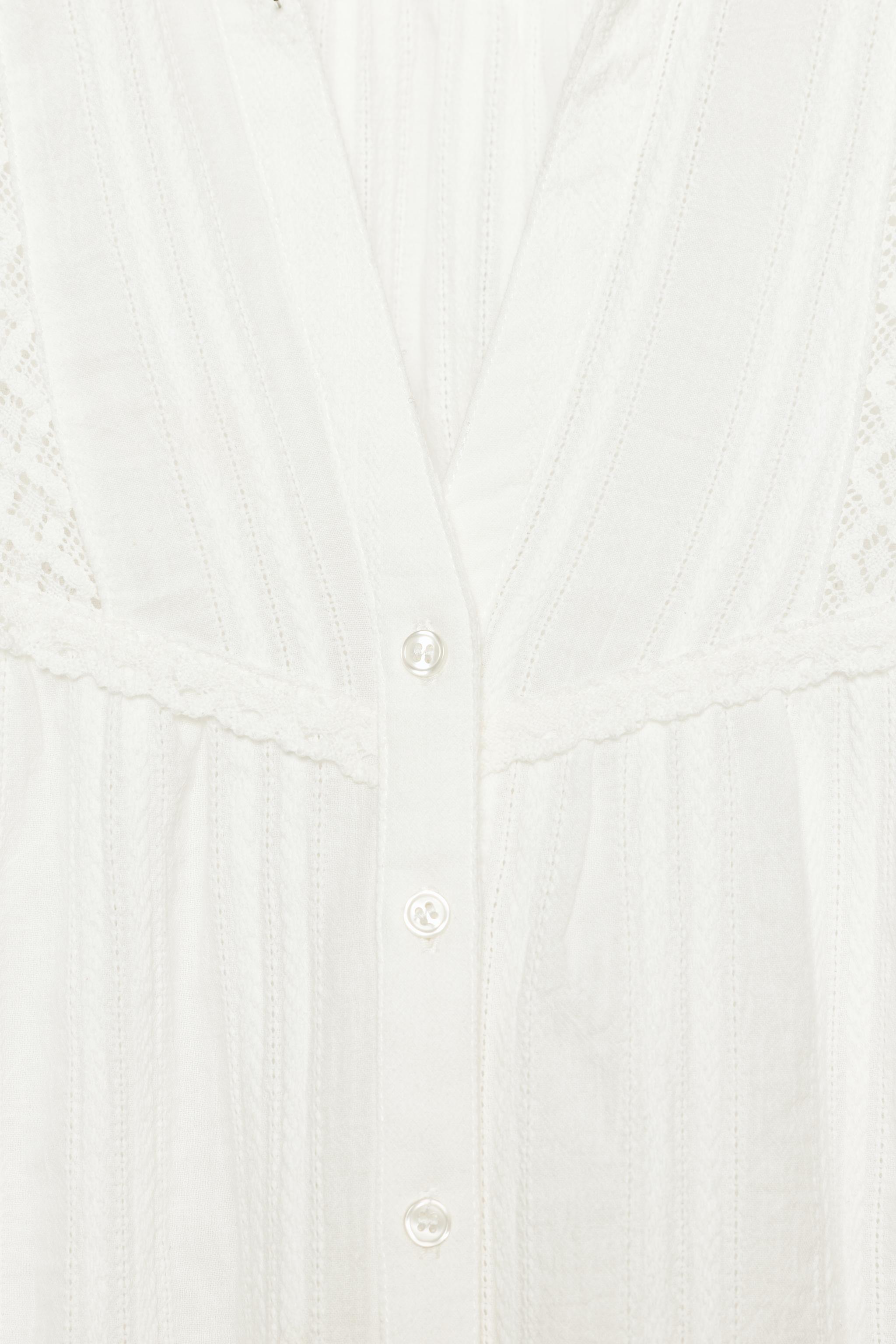 Женские рубашки Zara CROPPED LACE-TRIM SHIRT — фото 7
