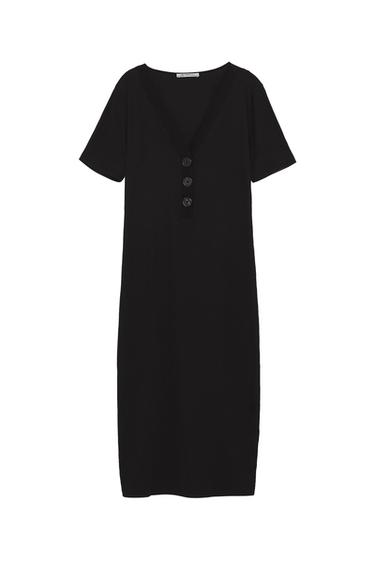 RIBBED DRESS WITH BUTTONS