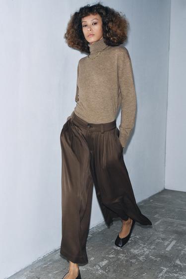 БРЮКИ С ЗАЩИПАМИ — ZW COLLECTION — КОРИЧНЕВЫЙ от Zara — изображение 0