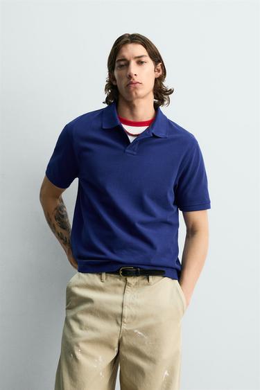 POLO PIQUÉ REGULAR FIT - Bleu roi de Zara - Image 1