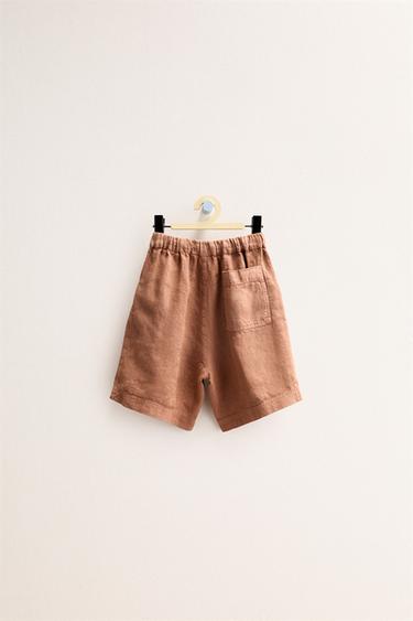 ZARA TIMELESS - PLAIN 100% LINEN BERMUDA SHORTS - Clay by Zara - Image 1