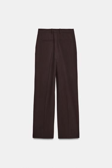 STRAIGHT-LEG DARTED TROUSERS - Brown by Zara