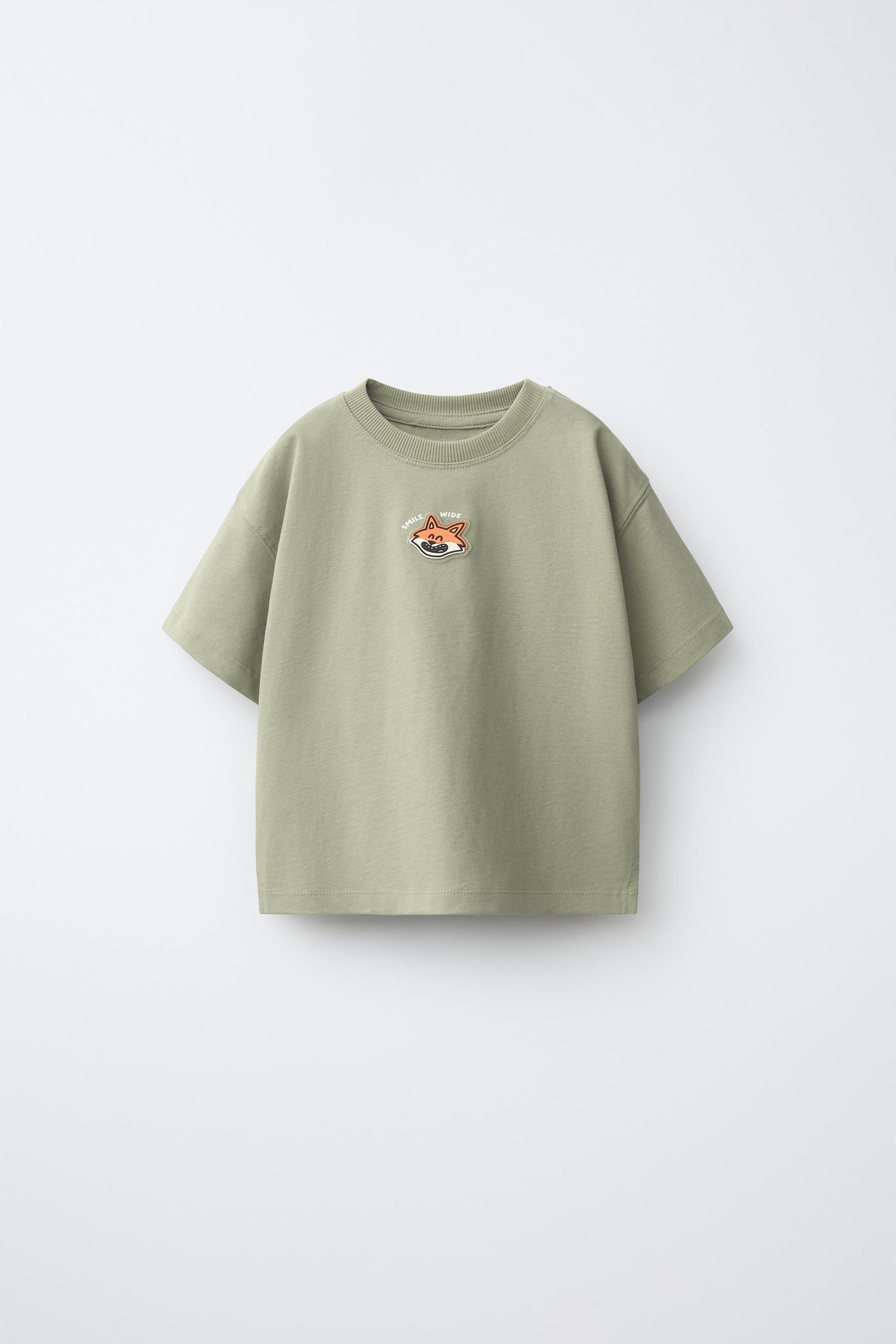 RUBBERIZED FOX PATCH T-SHIRT — Light khaki
