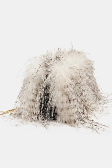 FAUX FUR CLUTCH BAG - Grey by Zara - Image 3