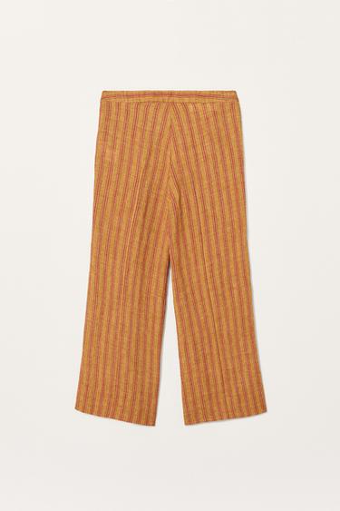 PANTALON 100 % LIN RAYÉ ÉDITION LIMITÉE - Orange / Jaune de Zara - Image 6