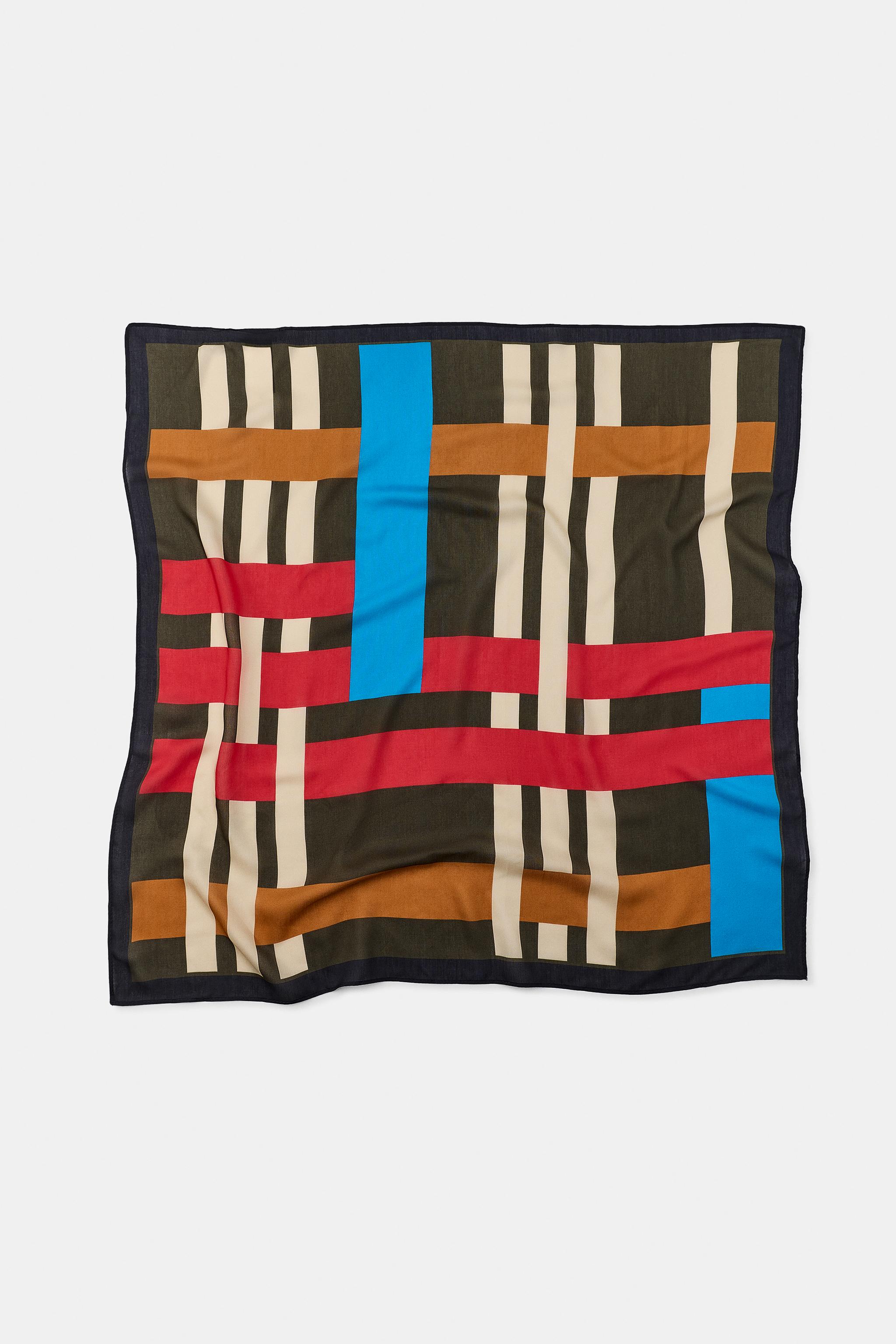 Женские аксессуары Zara STRIPED SILK BLEND SCARF — фото 3