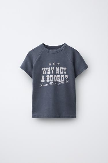 CAMISETA ESTAMAPDO TEXTO - Gris antracita de Zara - Imagen 0