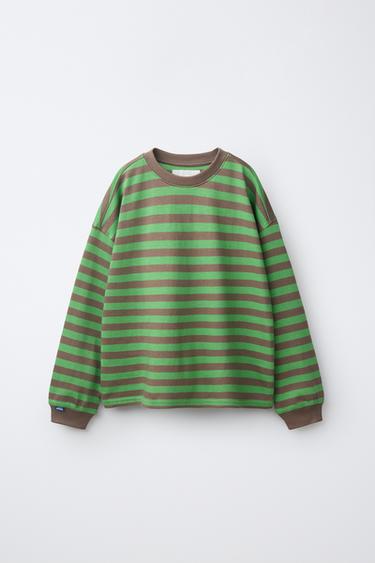 CAMISETA HEAVY WEIGHT RAYAS - Marrón / Verde de Zara - Imagen 0
