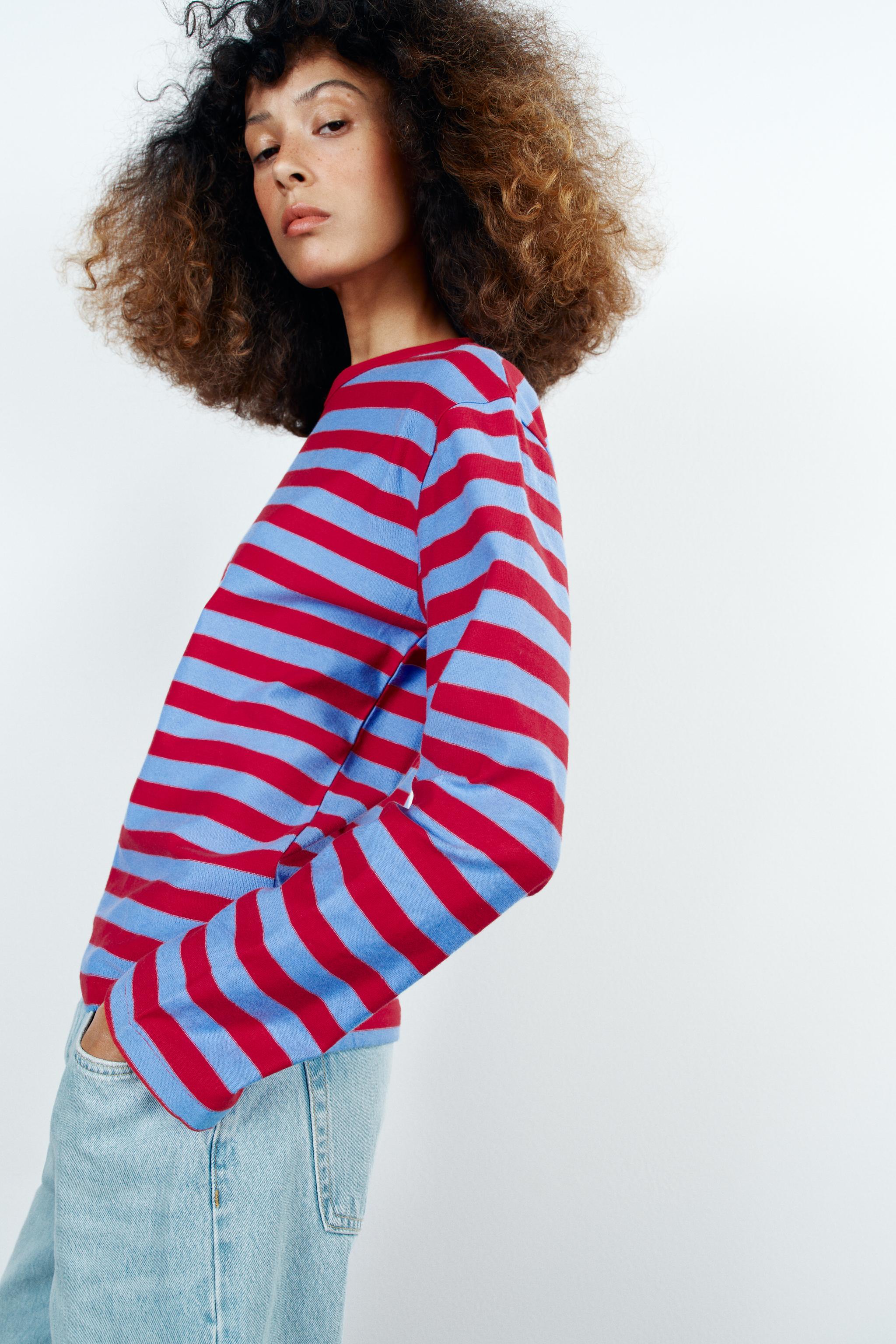 Женские футболки Zara STRIPED CREW NECK T-SHIRT — фото 5