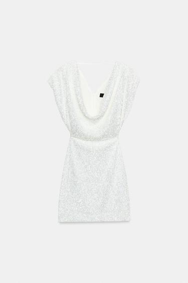SEQUINNED MINI DRESS - White by Zara - Image 0