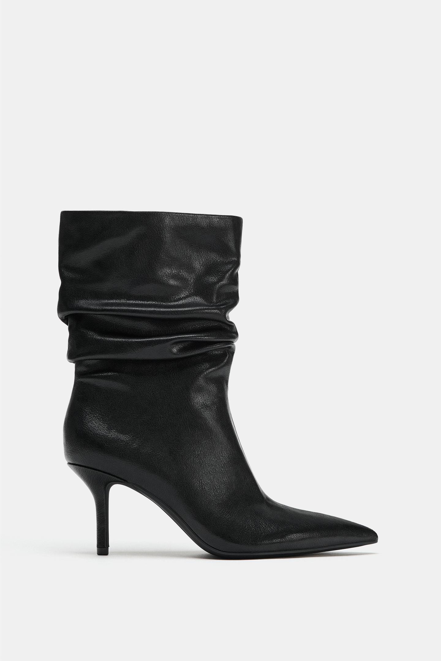 Женские ботинки Zara Ruched Heeled Ankle, цвет: Чёрный — фото 3