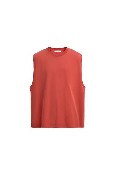 CAMISETA TANK LAVADA - Rojo de Zara