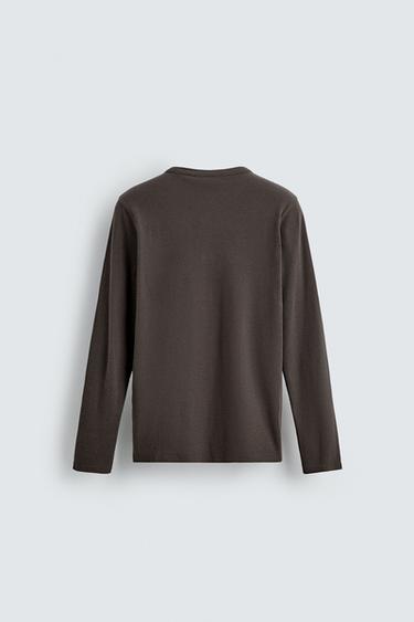 COTTON - HEMP GRANDAD COLLAR T-SHIRT - Earth by Zara - Image 7