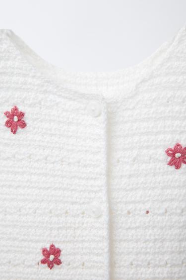 BARBOTEUSE EN MAILLE FLEURS BRODÉES - Écru de Zara - Image 3