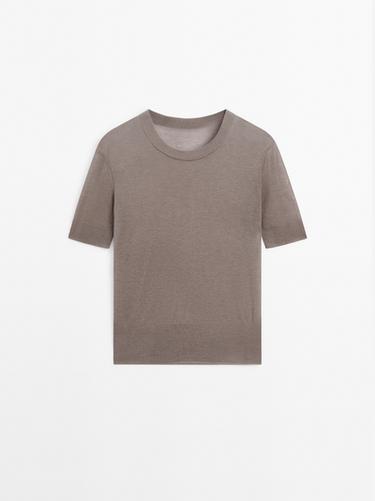 Zara Short sleeve knit sweater - STUDIO - Mink