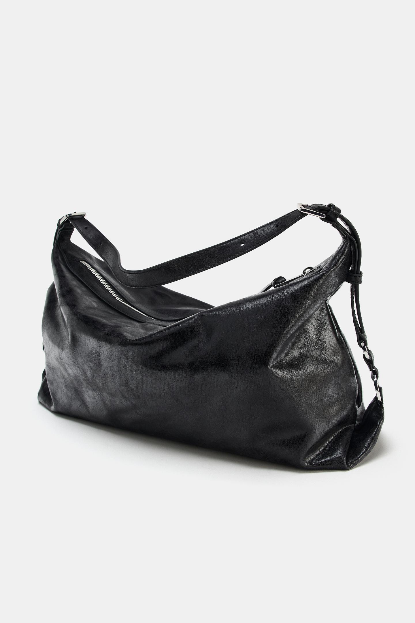 Женская сумка Zara Metal Buckle Shoulder, цвет: Чёрный — фото 5