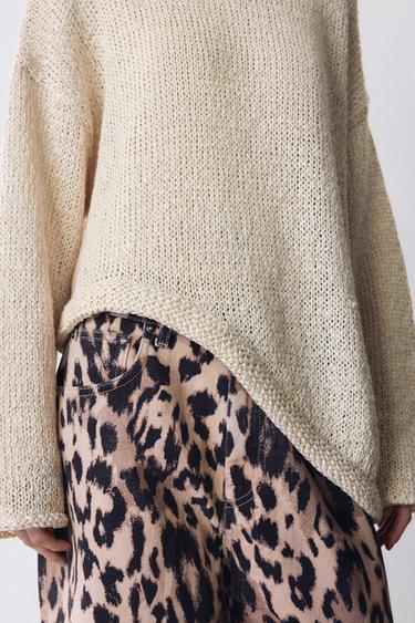 ASYMMETRIC KNIT JUMPER - Ecru / Beige by Zara
