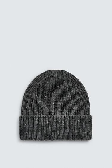 Zara TEXTURED KNIT HAT - Gray