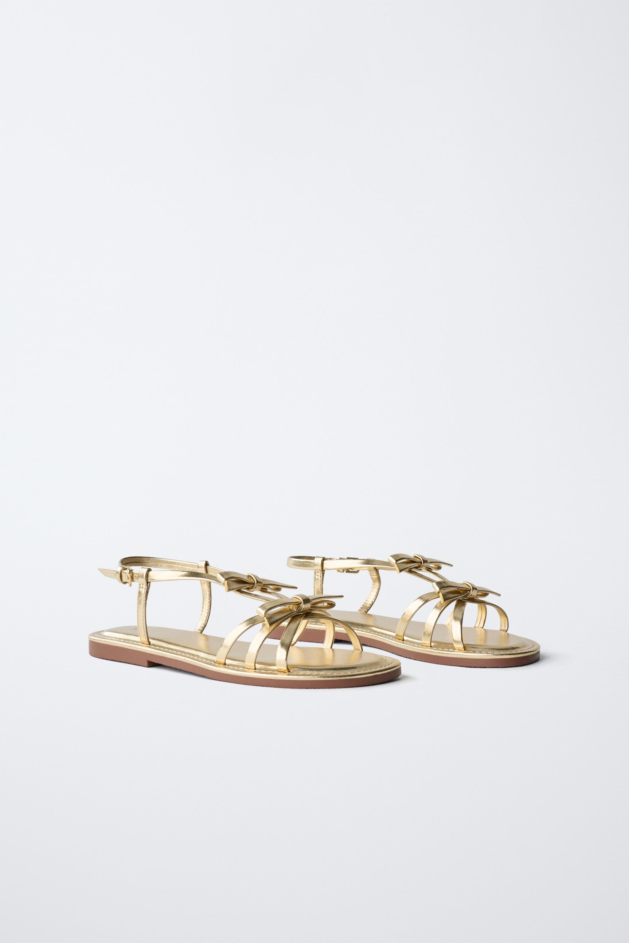 BOW SANDALS — Gold