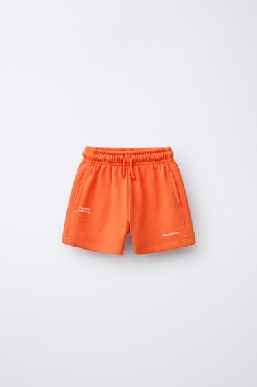 BASIC BERMUDA SHORTS WITH SLOGAN PRINT - Orange by Zara