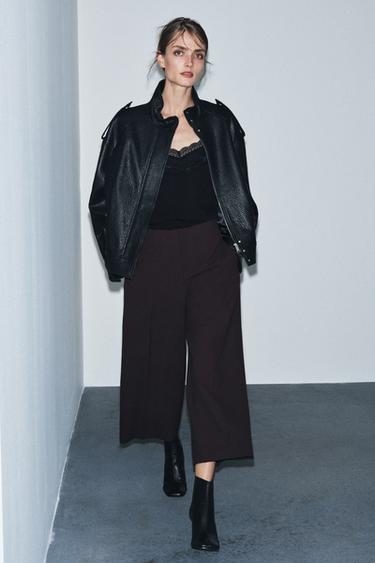 ШИРОКІ УКОРОЧЕНІ ШТАНИ ZW COLLECTION - Коричневий Zara