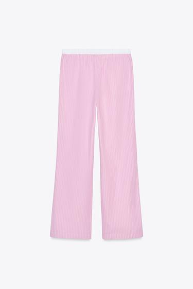 PANTALON PYJAMA BOXER À RAYURES - Rose / Blanc de Zara - Image 5