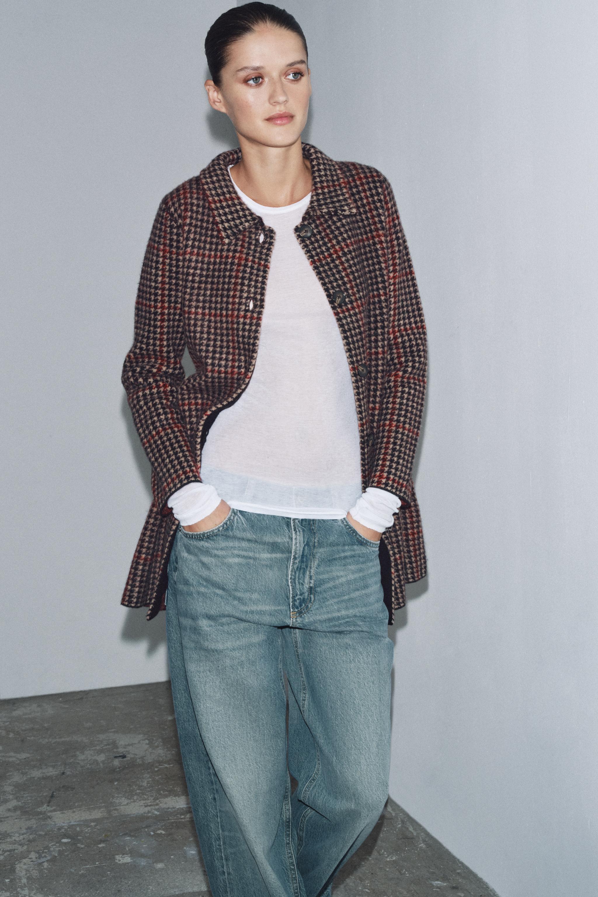 ウール100％千鳥格子柄コート - マルチカラ― | ZARA Japan / 日本