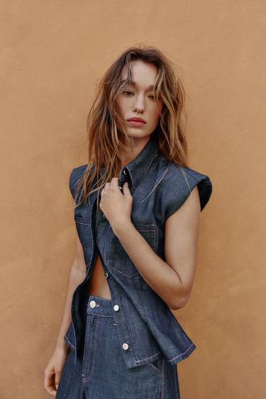 LINEN BARREL TROUSERS - Indigo by Zara - Image 3