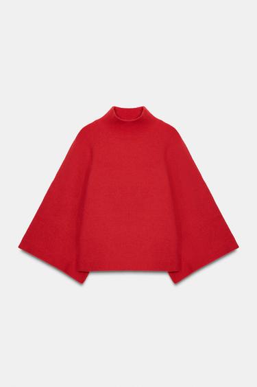 STRICKPULLOVER MIT WEITEN ÄRMELN - Rot von Zara