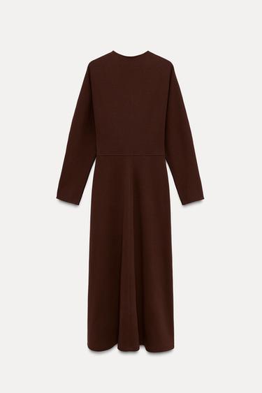 MITTELLANGES INTERLOCK-KLEID - Weinrot von Zara