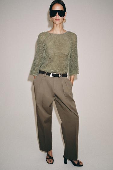 POINTELLE KNIT JUMPER - Light green by Zara