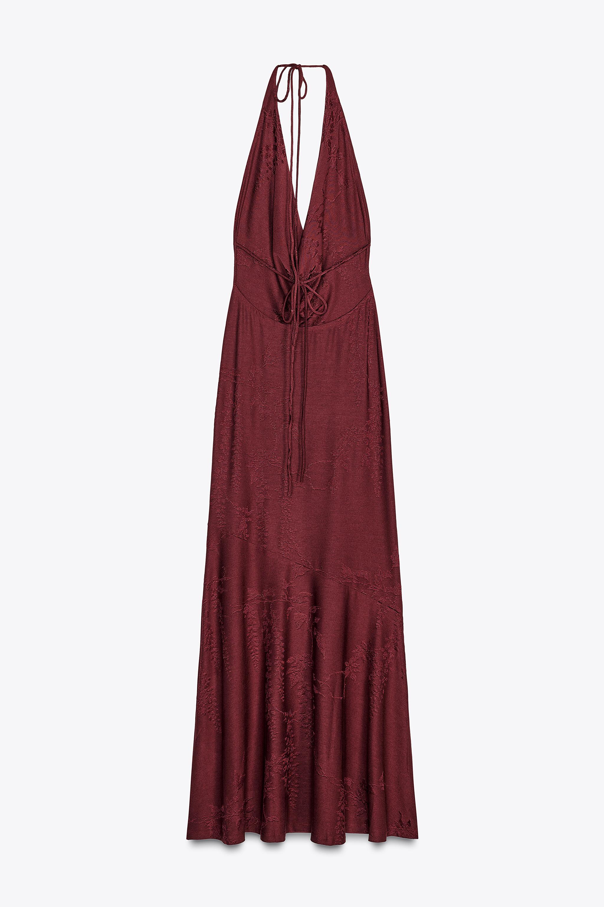 JACQUARD HALTER DRESS - Maroon | ZARA United States