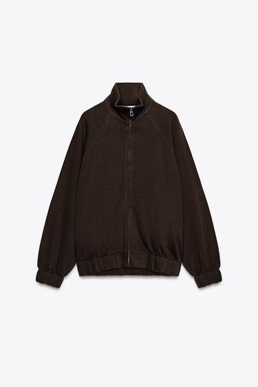 SOFT ZIP-UP SWEATSHIRT - Chocolate by Zara