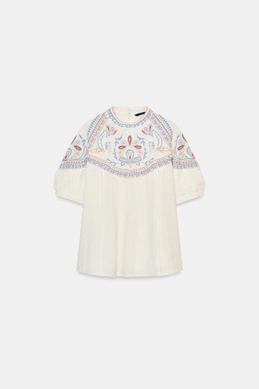CAMISA BORDADOS ZW COLLECTION - Crudo de Zara - Imagen 0