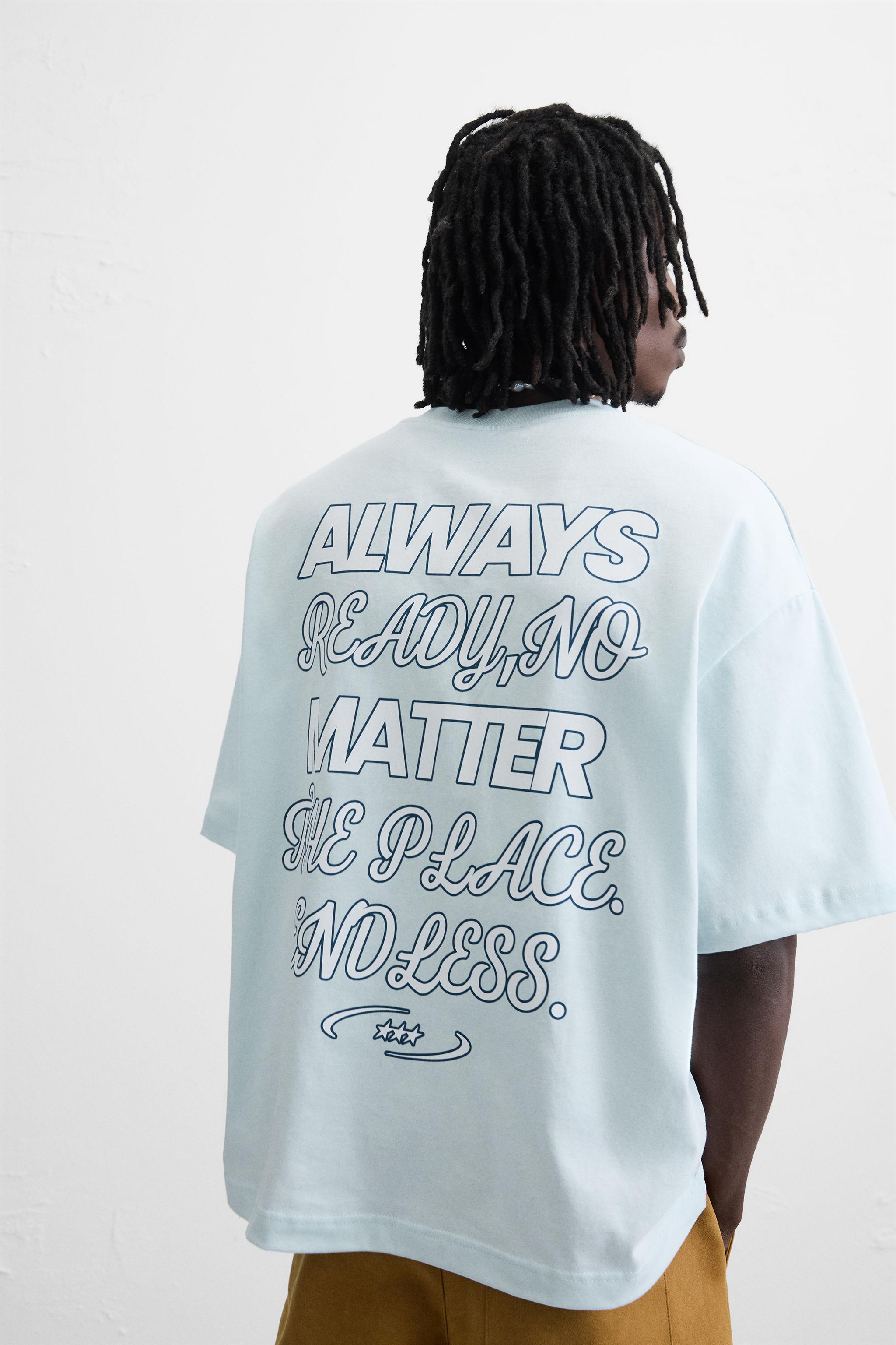 【ZARA】テキストプリント入りＴシャツ グリーン | 4374/407/500 TEXT PRINT T-SHIRT - Green | ZARA United States