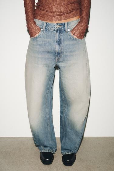 Zara TRF VREĆASTE TRAPERICE BARREL KROJA SREDNJE VISOKOG STRUKA – svijetloplava