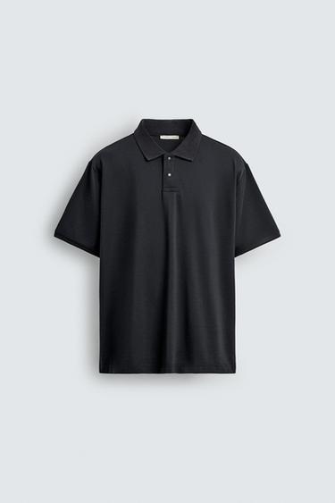 TECHNICAL PIQUÉ TEXTURED POLO SHIRT - Navy blue by Zara