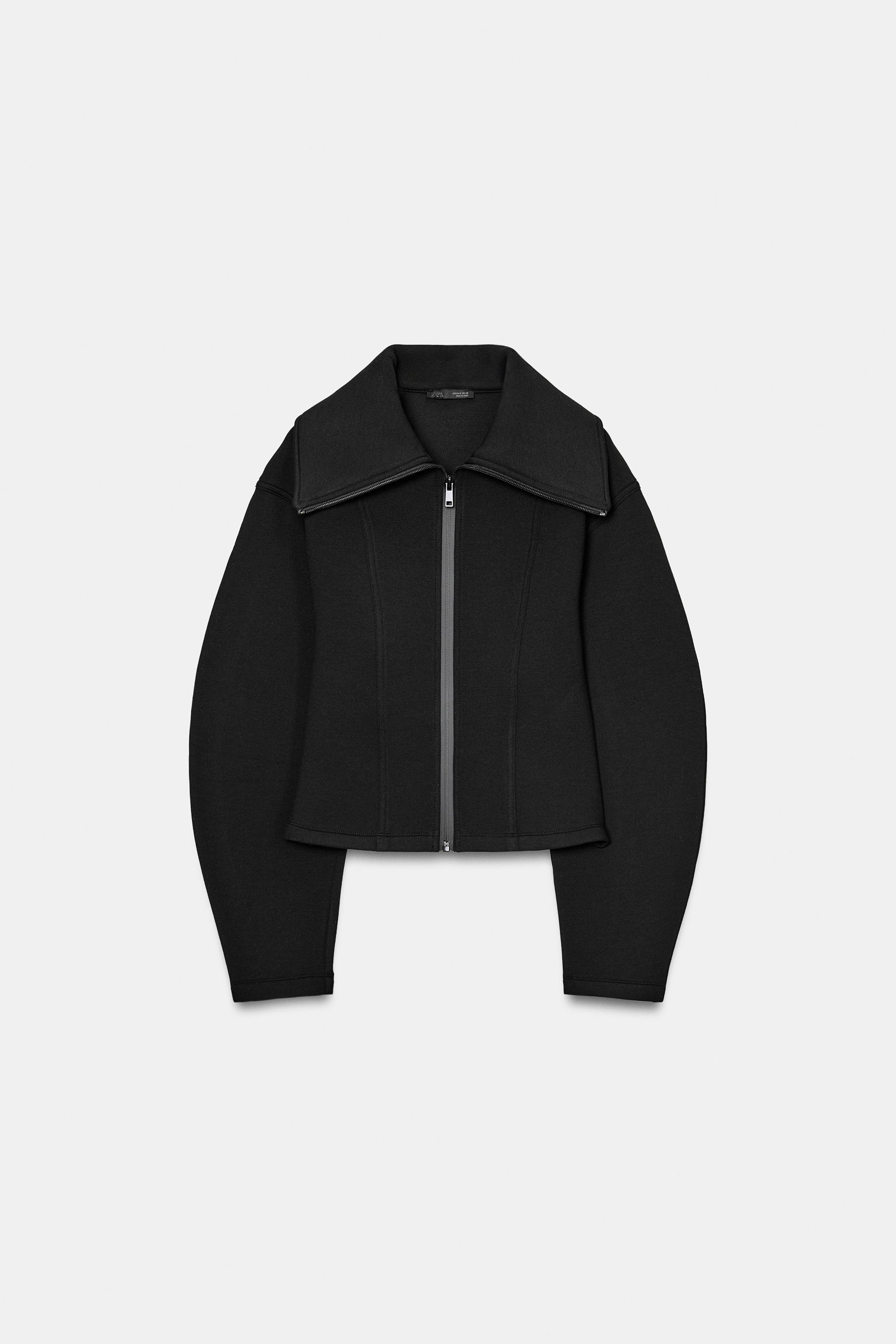 TCSS ネオプレンジップアップジャケット ブラック/オリーブ ネオプレン風フィットジャケット - ブラック | ZARA Japan / 日本