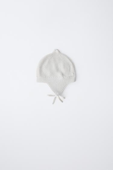 PURL KNIT BONNET - Blue / Grey by Zara