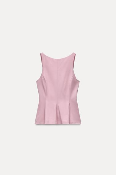TOP PEPLUM LAZADA - Rosa empolvado de Zara