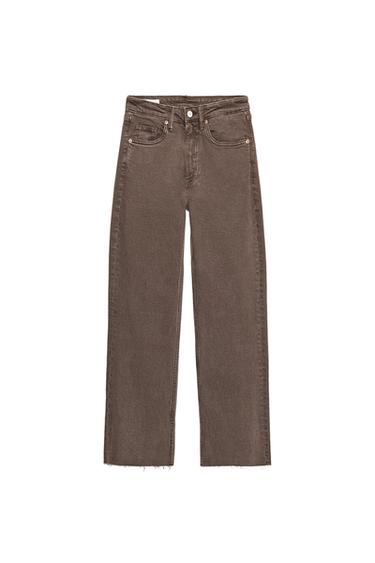 TRF LOW-RISE CROPPED FLARE JEANS - Brown by Zara