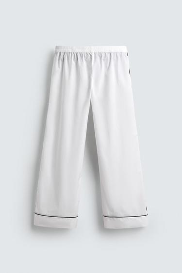 LIMITED EDITION PYJAMA SET WITH CONTRAST PIPING - White by Zara - Image 11