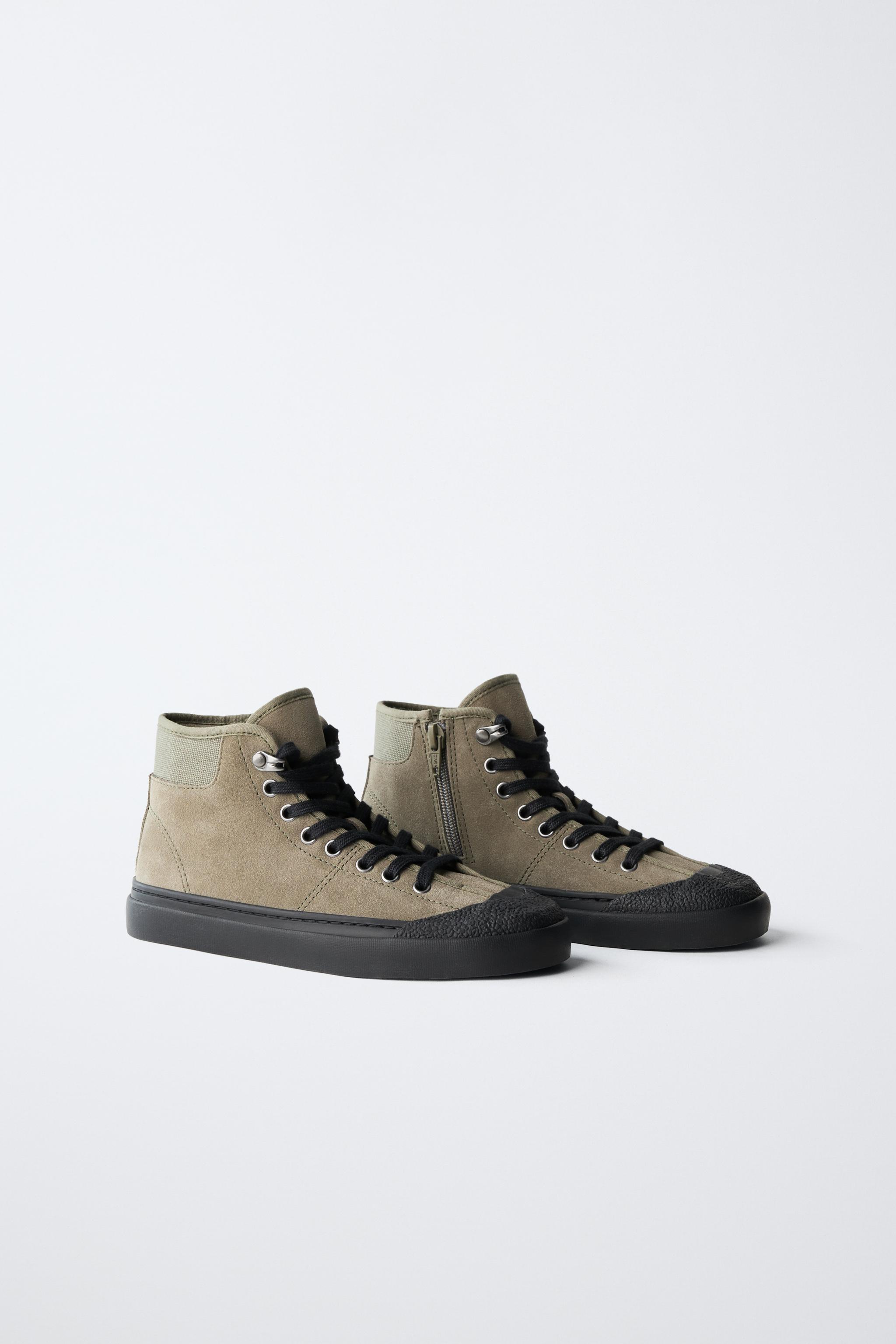 Детские ботинки Zara LEATHER SPORTY ANGLE BOOTS — фото 2