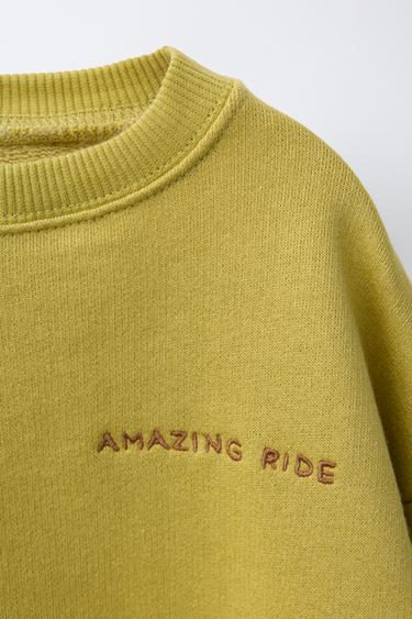 EMBROIDERED SLOGAN SWEATSHIRT - Olive green by Zara - Image 2