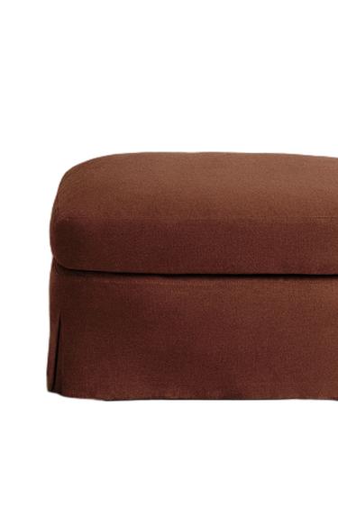 غلاف كتان لمسند القدمين FOOTSTOOL 01 - تيراكوتا الخاص بـ Zara
